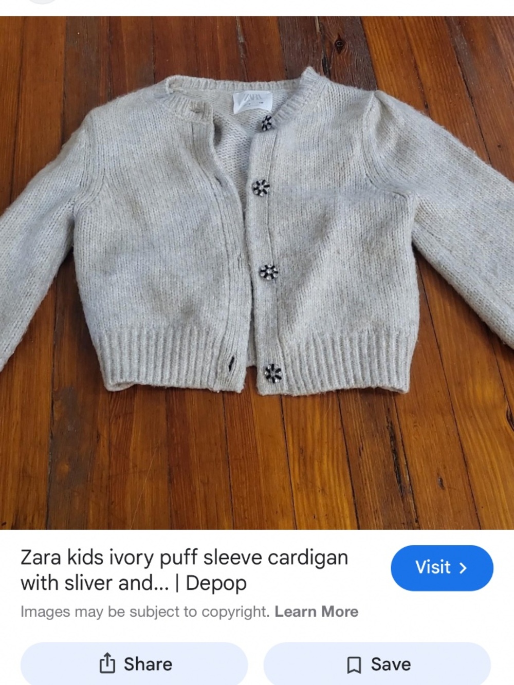 Zara puff sleeve jewel cardigan